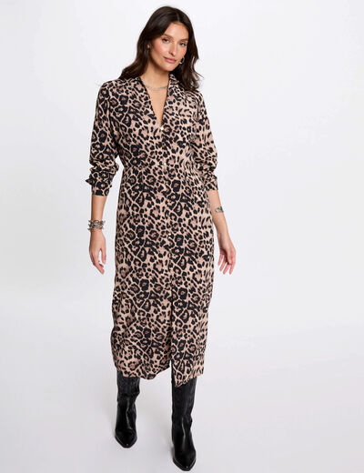 Vestido largo estampado multicolor mujer