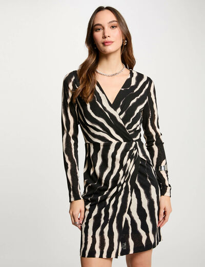 Vestido corto cruzado multicolor mujer