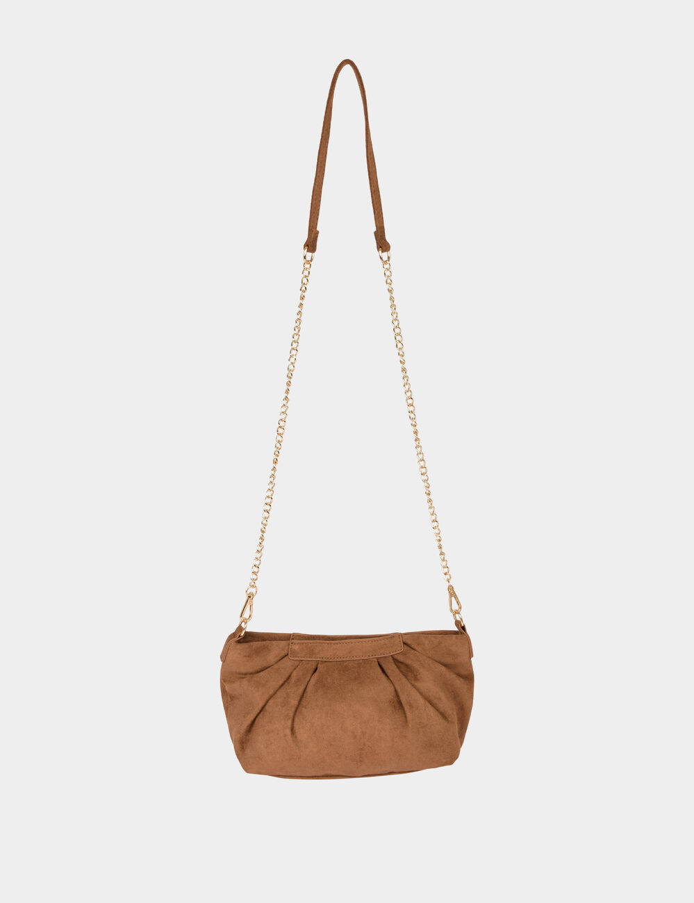 Bolso bandolera de ante marr&oacute;n co&ntilde;ac mujer