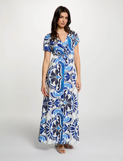 Vestido largo fluido multicolor mujer