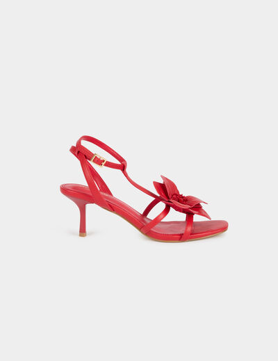 Sandalia de piel sint&eacute;tica rojo mujer