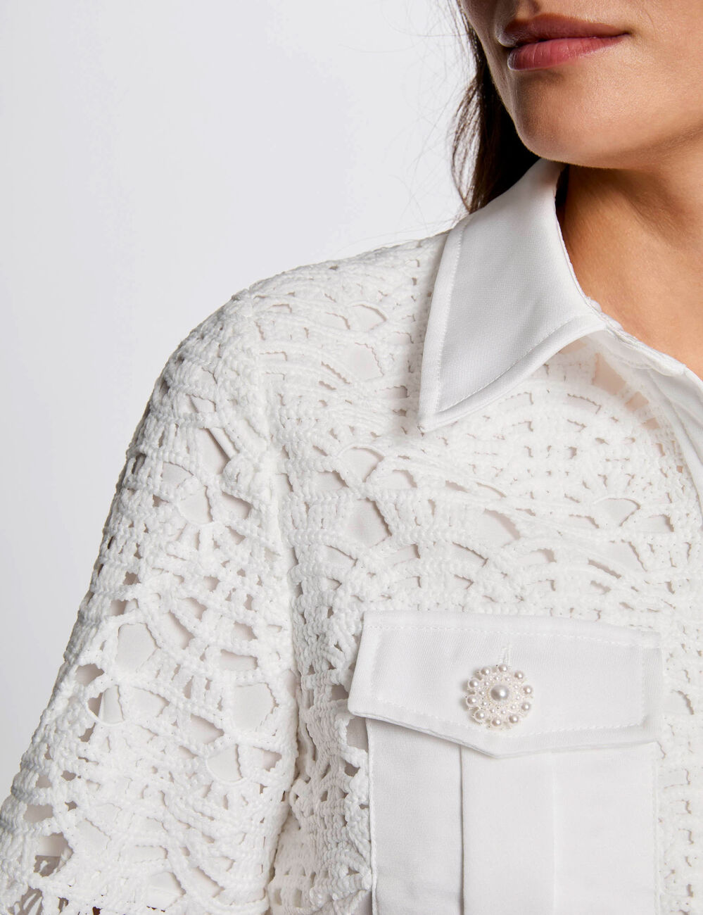 Camisa manga corta blanco mujer