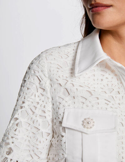Camisa manga corta blanco mujer