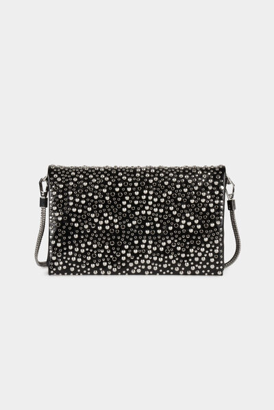 Bolso de mano con tachuelas negro mujer