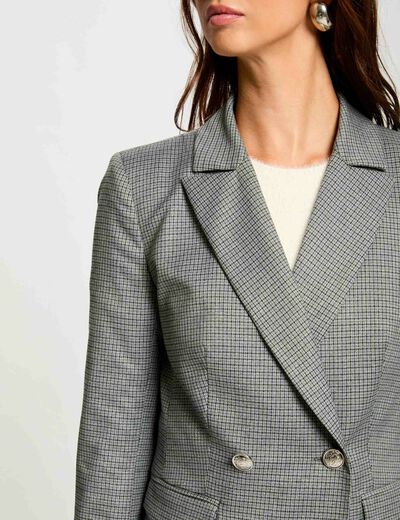 Chaqueta estampado de cuadros gris moyen mujer