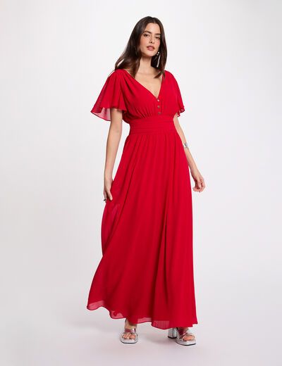 Vestido largo fluido rojo mujer