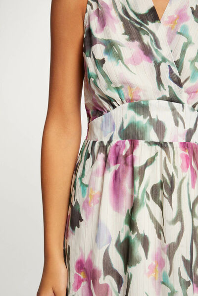 Vestido largo recto estampado floral multico mujer