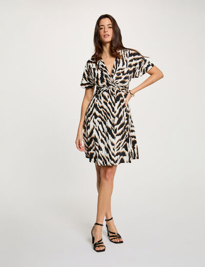 Vestido corto con cuello en V multicolor mujer