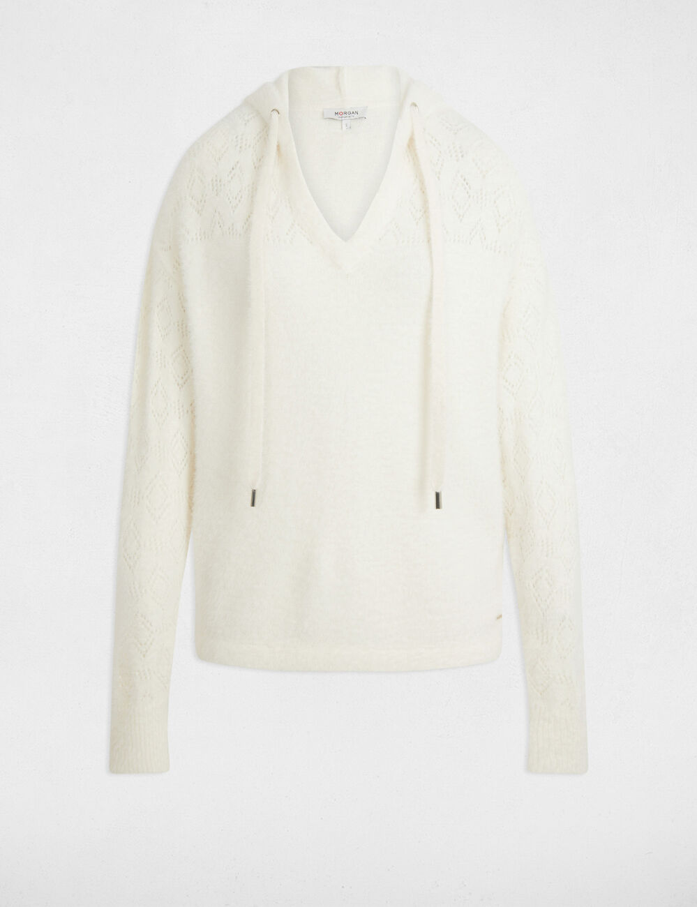 Jersey con capucha marfil mujer