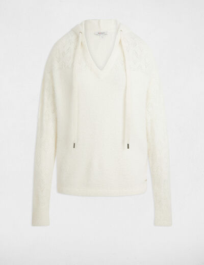 Jersey con capucha marfil mujer