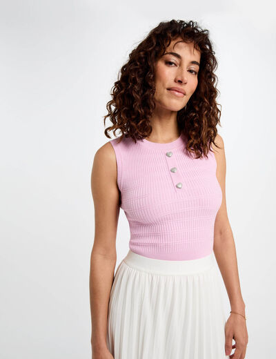 Top punto sin mangas rosa pastel mujer