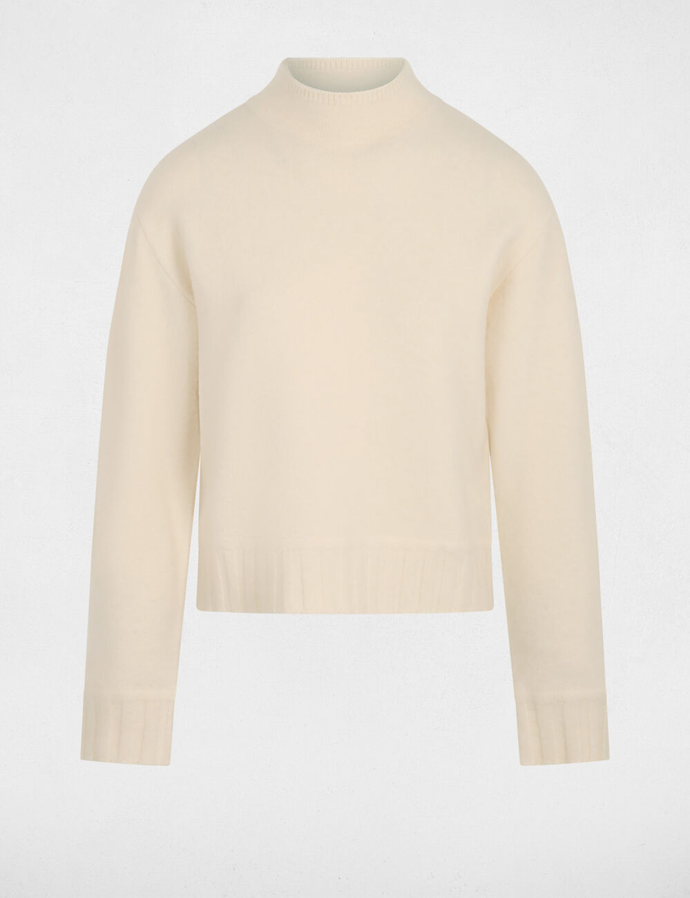 Jersey de cuello alto beige mujer