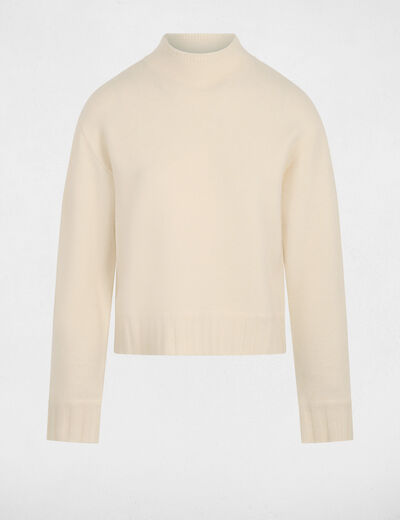 Jersey de cuello alto beige mujer