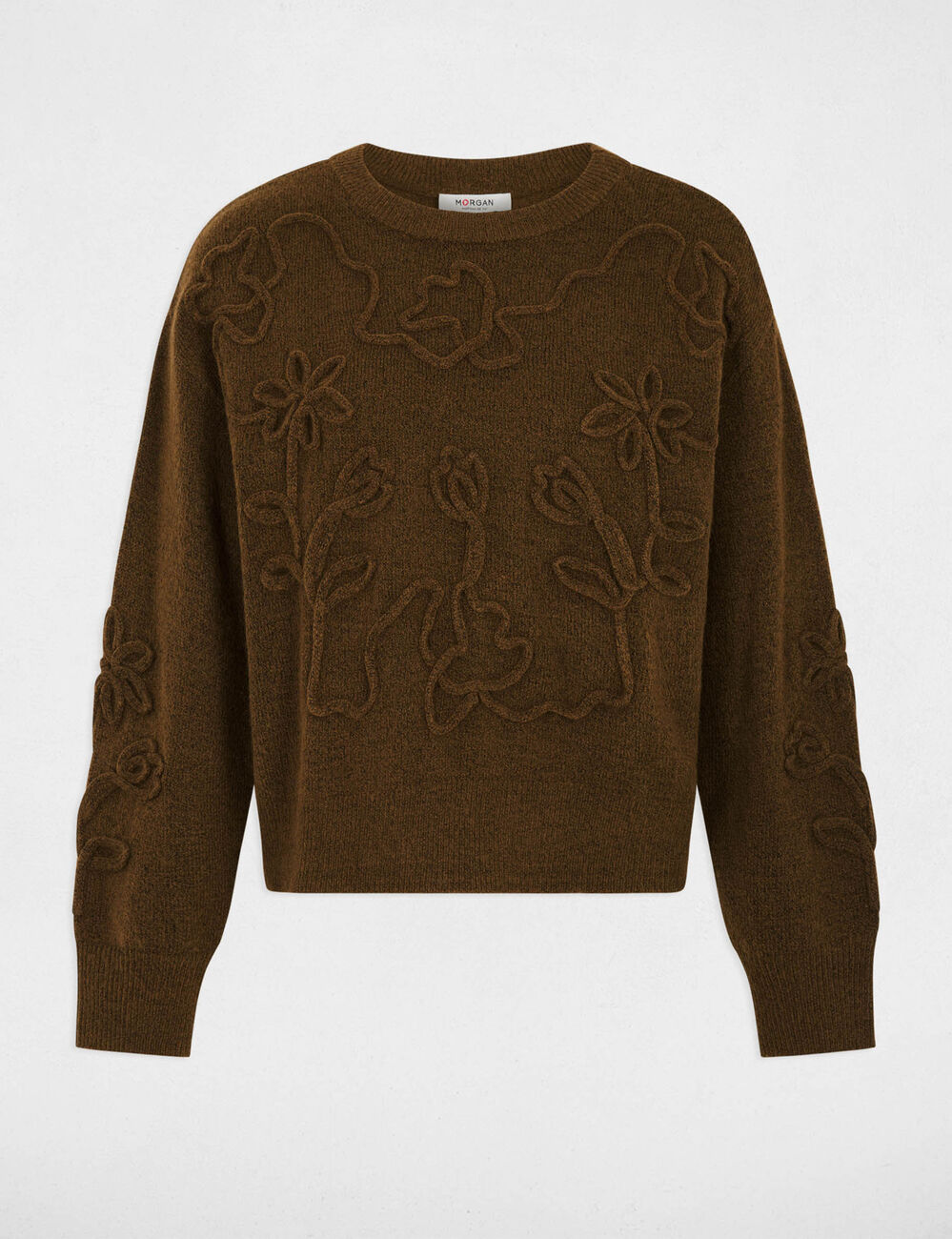 Jersey de cuello redondo fantas&iacute;a verde caqui mujer