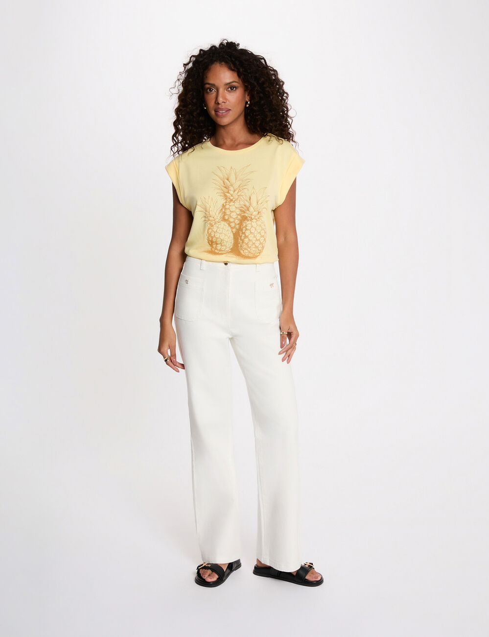 Camiseta sin mangas amarillo claro mujer