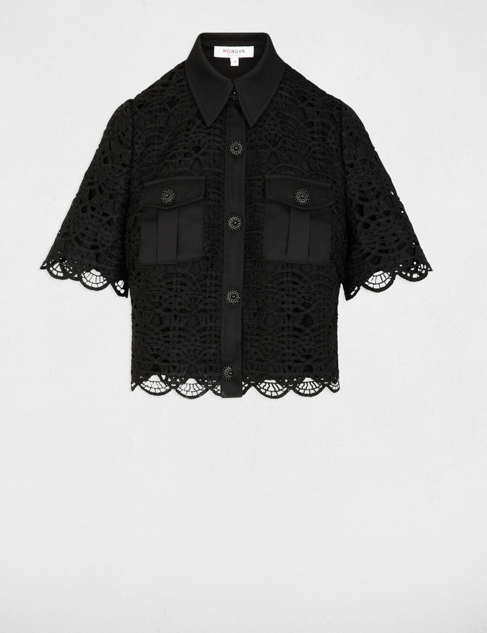 Camisa manga corta negro mujer