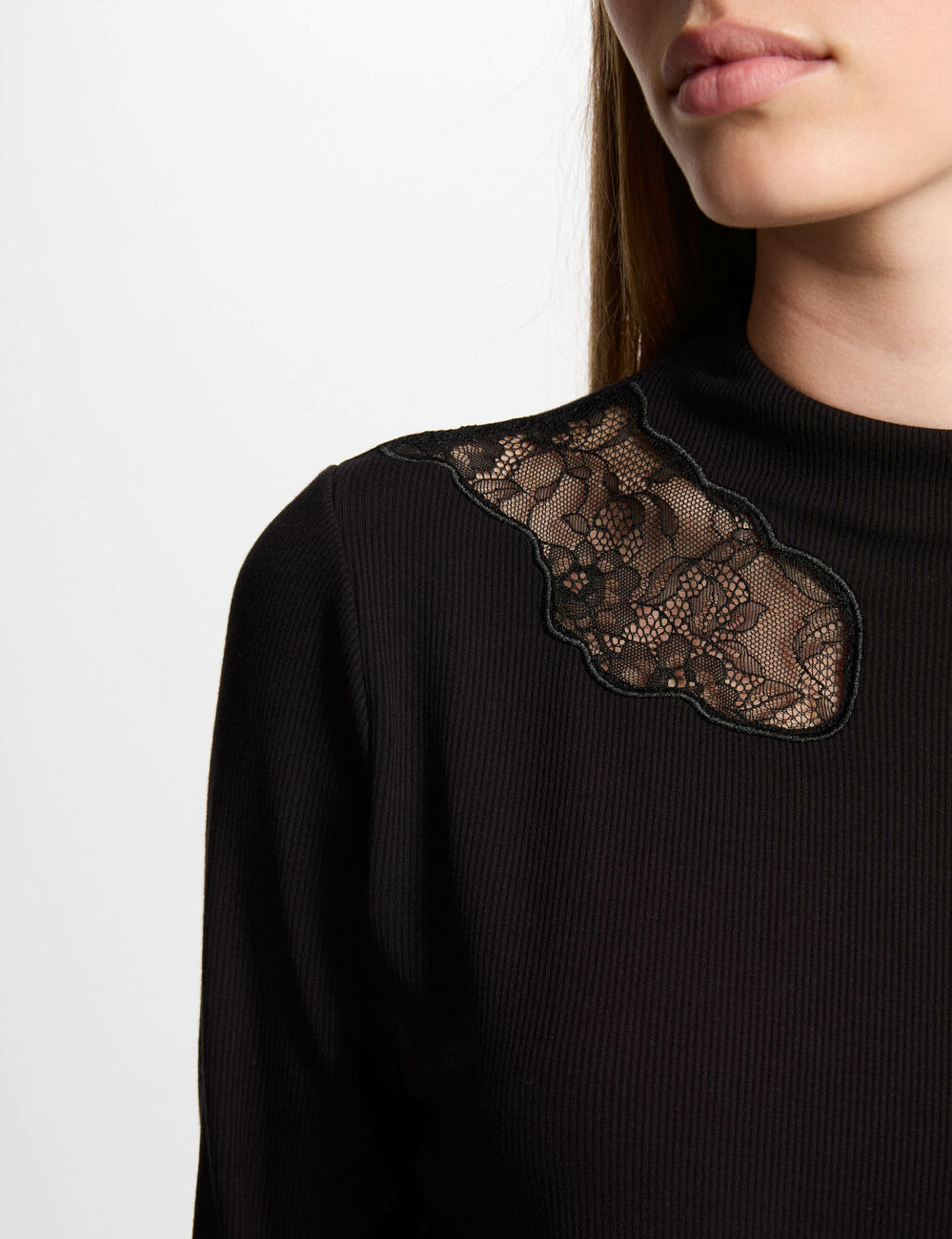 Camiseta manga larga negro mujer