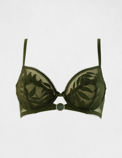 Sujetador con aros verde caqui mujer