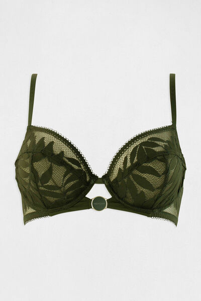 Sujetador con aros verde caqui mujer