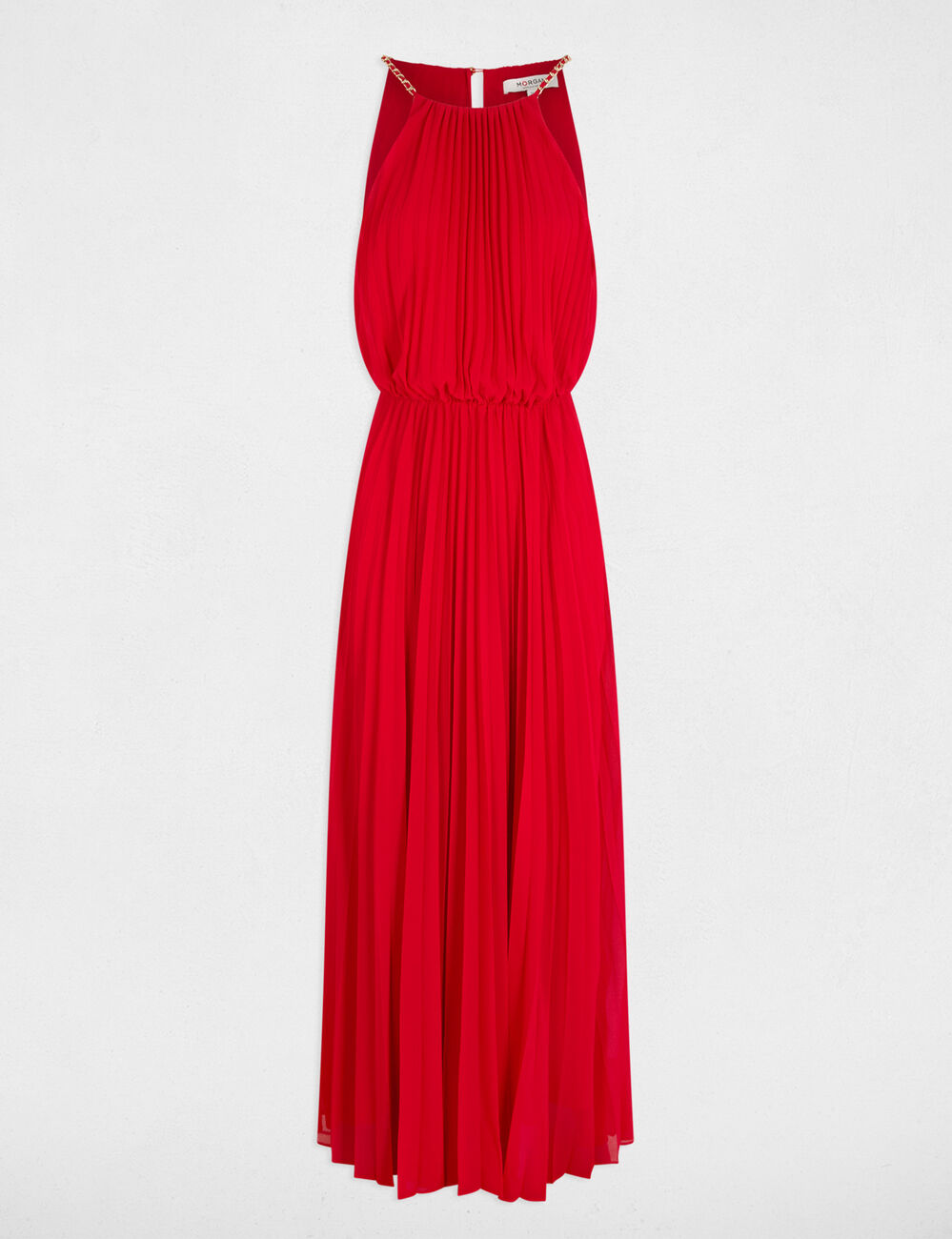 Vestido largo plisado rojo mujer