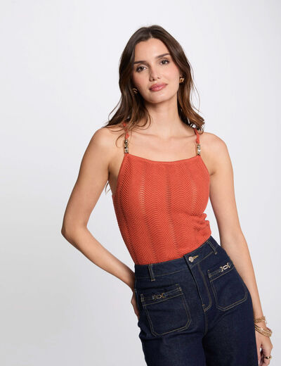 Top punto tirantes finos naranja oscuro mujer