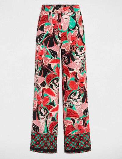 Pantalón pernera ancha multicolor mujer