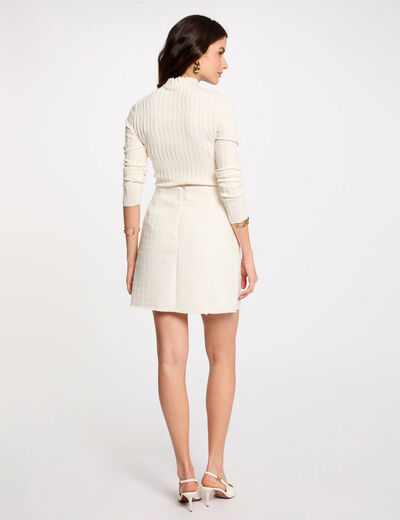 Jersey con cuello alto marfil mujer