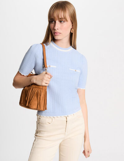 Jersey manga corta azul cielo mujer