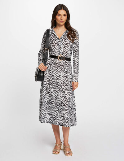 Vestido midi recto estampado multico mujer
