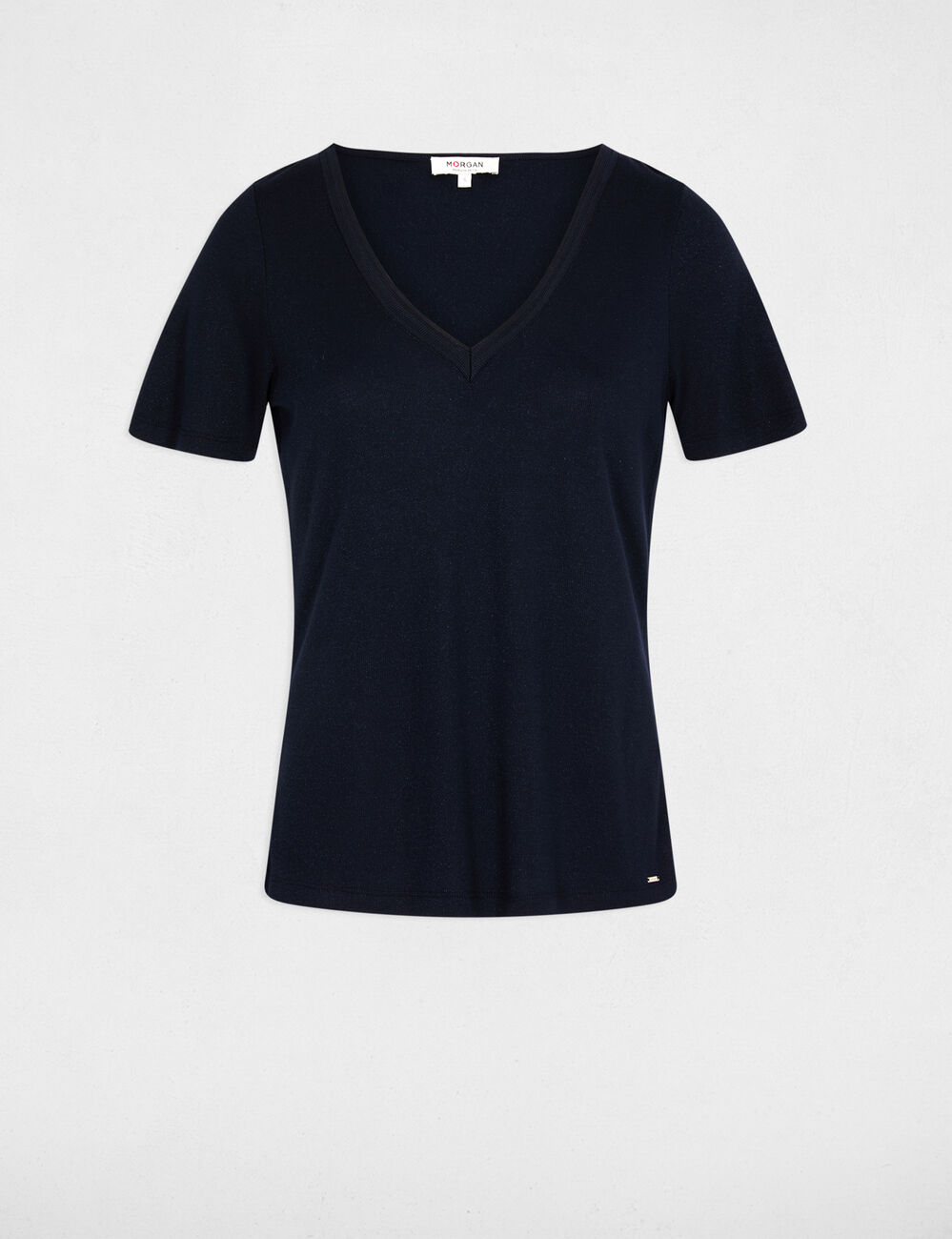 Camiseta entallada cuello v azul marino mujer