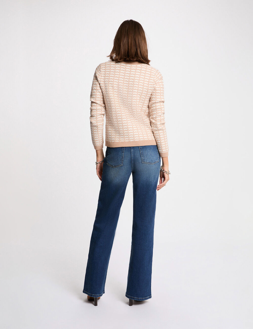C&aacute;rdigan ajustado jacquard topo mujer