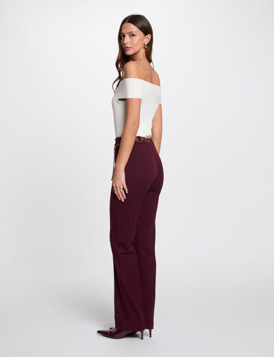 Pantalón boot-cut ciruela mujer