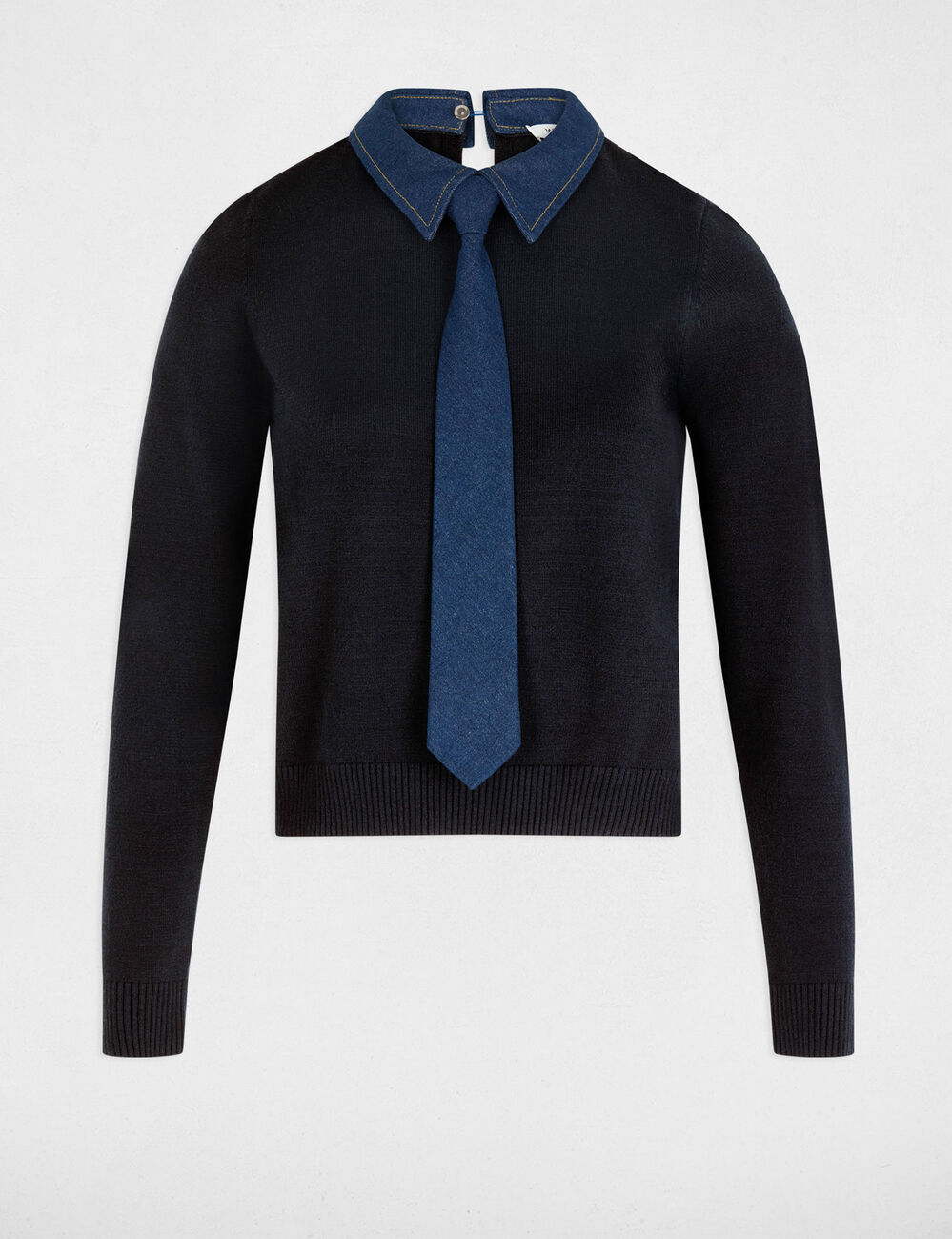 Jersey con cuello vuelto azul marino mujer