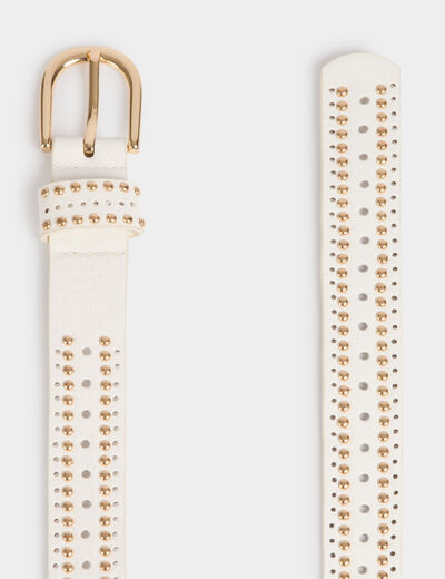 Cinturón con tachuelas y perforaciones blanco mujer