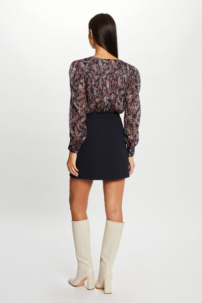 Camisa manga larga estampada multico mujer