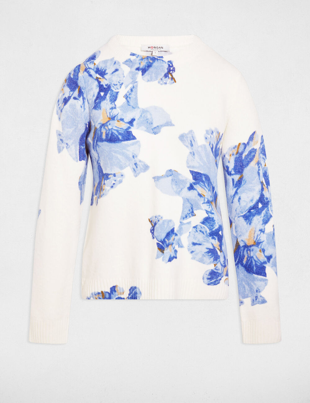 Jersey con estampado floral azul cielo mujer