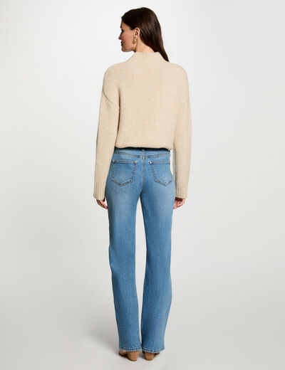 Jersey cuello alto beige mujer