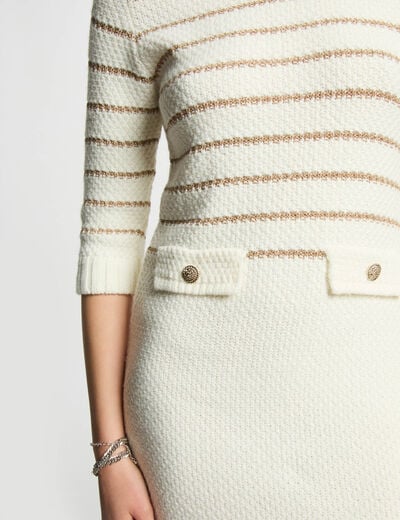 Vestido punto corto ajustado blanco mujer