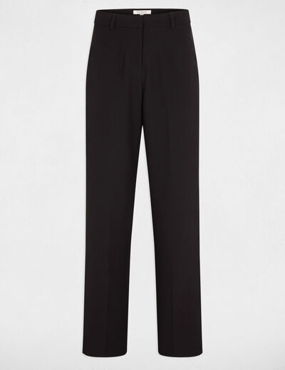 Pantalón recto con pinzas negro mujer