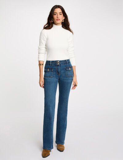 Vaquero boot-cut con bolsillos denim stone mujer