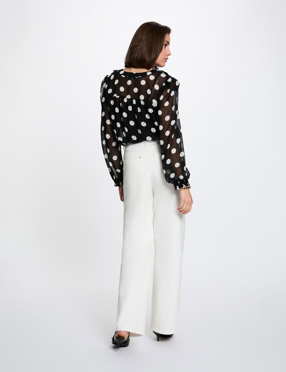 Blusa de gasa con cuello lazado multicolor mujer