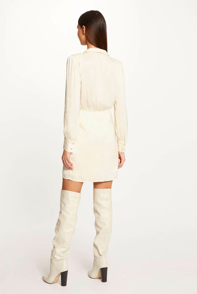 Vestido recto drapeado satinado  mujer