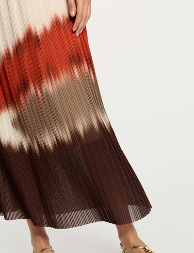 Falda larga plisada multicolor mujer