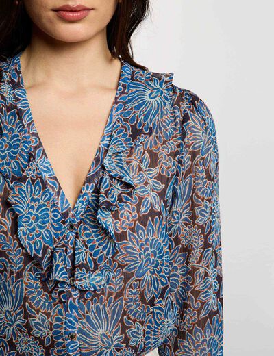 Camisa de gasa ajustada multicolor mujer