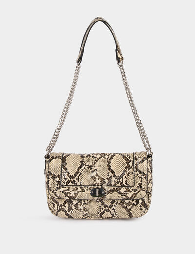 Bolso estampado de pitón arena mujer