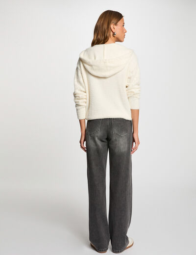 Jersey con capucha marfil mujer