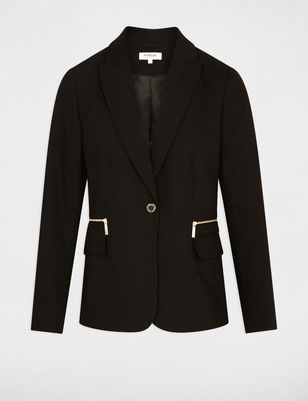 Chaqueta detalles cremallera negro mujer