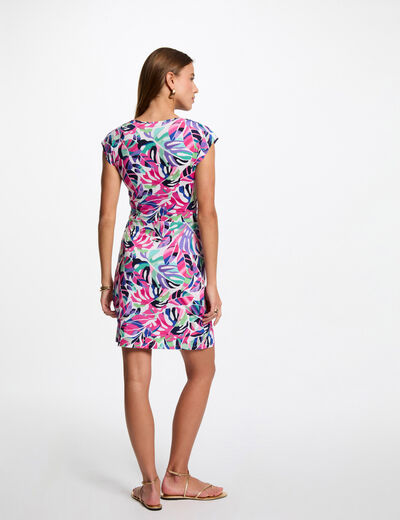 Vestido corto estampado multicolor mujer