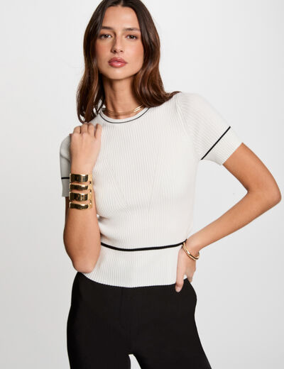 Jersey manga corta blanco mujer