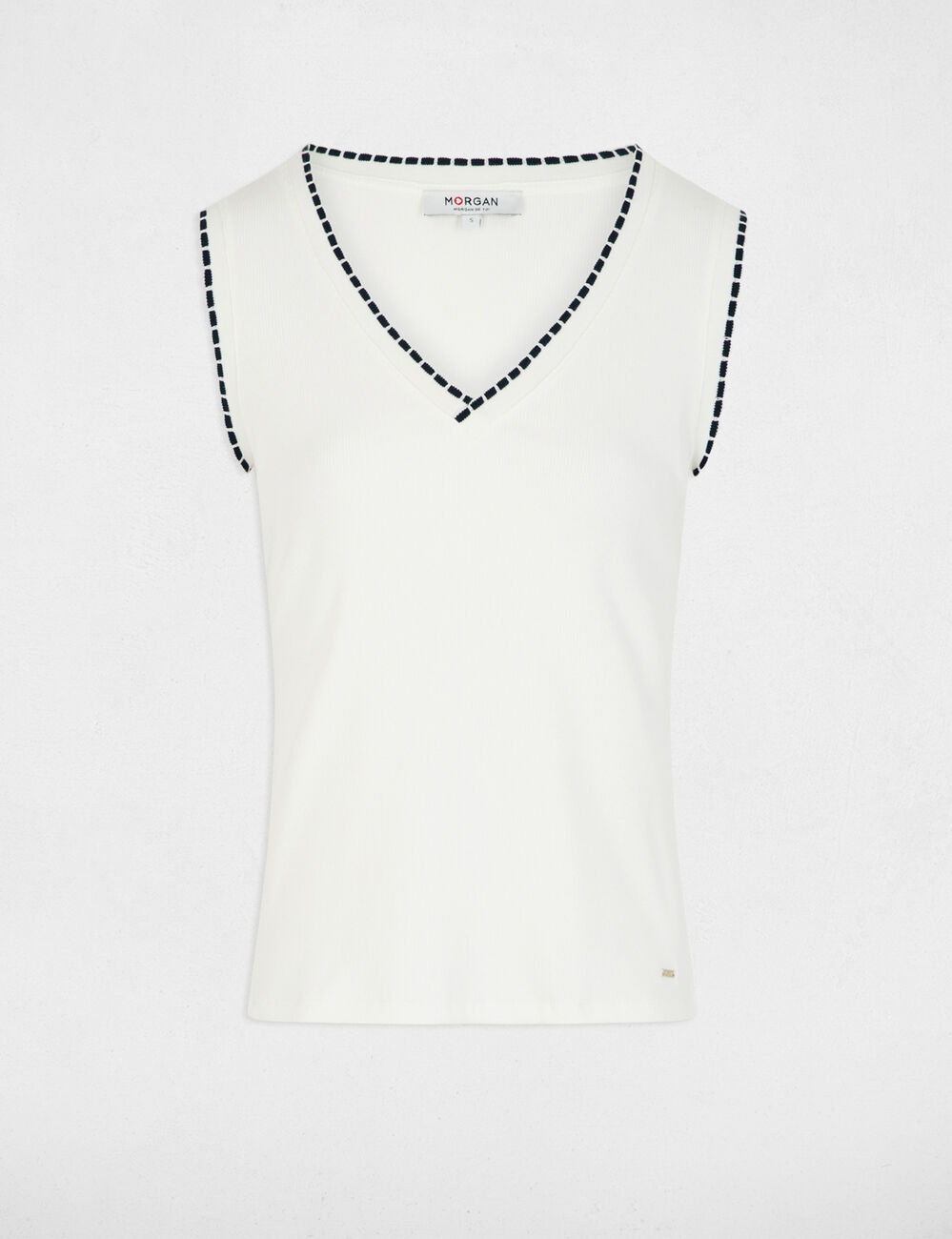 Top sin manga blanco mujer